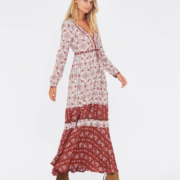 TIGERLILY Hamilton Red Boho Long Sleeve Maxi Dress RRP$270 - Picture 7 of 16